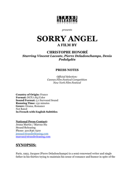 Sorry Angel a Film By