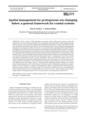 Spatial Management for Protogynous Sex-Changing Fishes: a General Framework for Coastal Systems