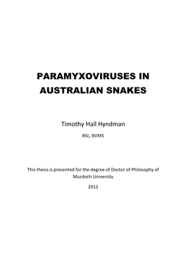 Paramyxoviruses in Australian Snakes