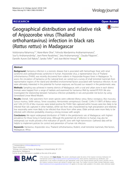 Geographical Distribution and Relative Risk of Anjozorobe Virus (Thailand