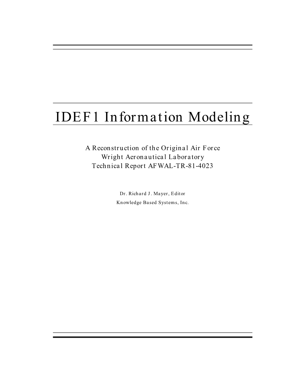 IDEF1 Information Modeling