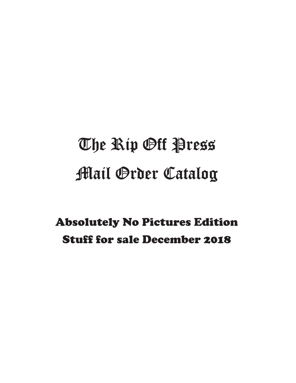 The Rip Off Press Mail Order Catalog