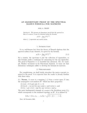 An Elementary Proof of the Spectral Radius Formula for Matrices