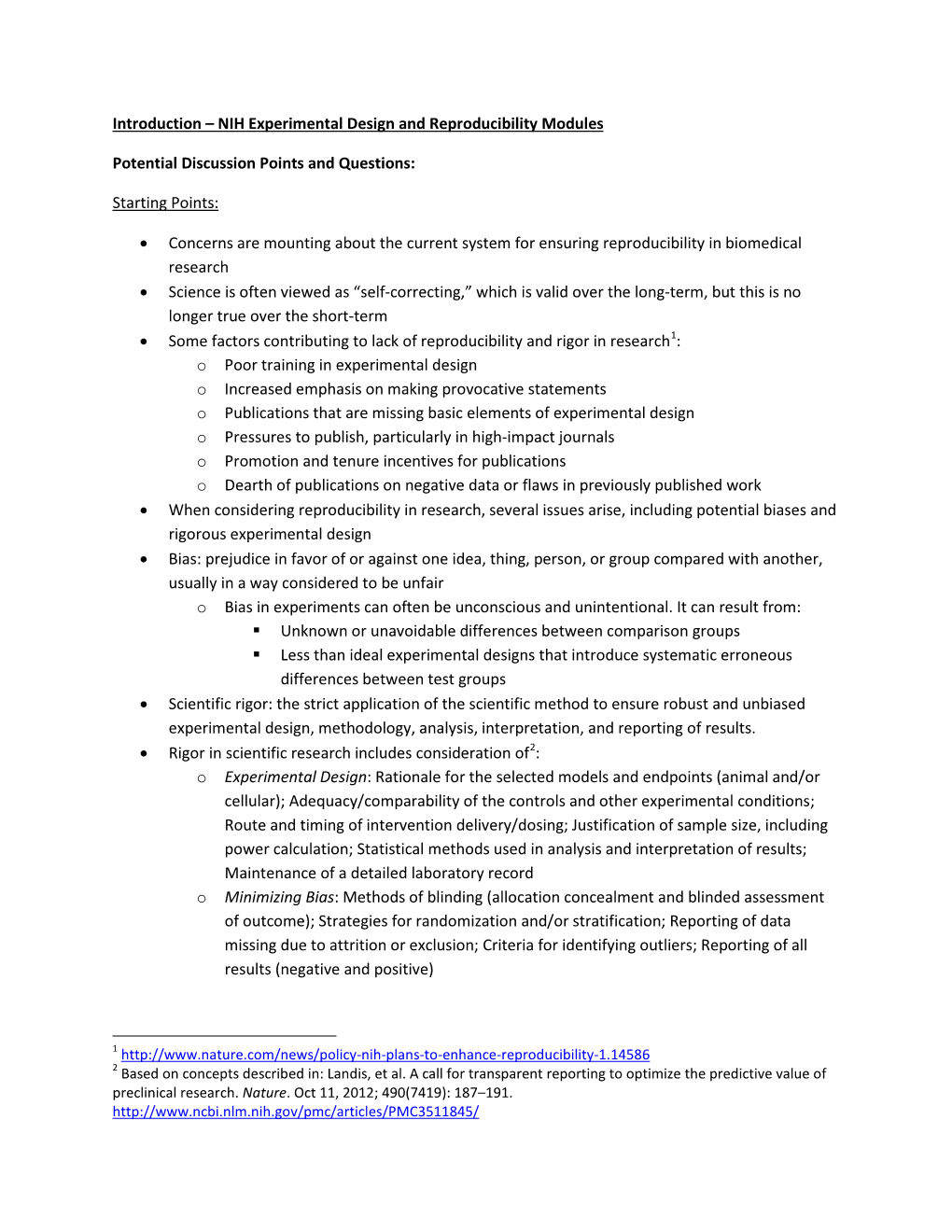 Introduction – NIH Experimental Design and Reproducibility Modules