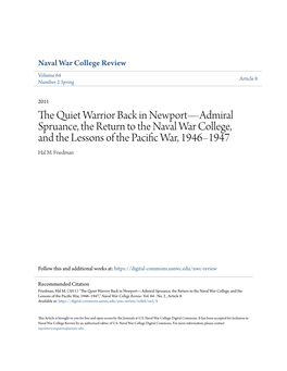 The Quiet Warrior Back in Newport—Admiral Spruance, the Return To