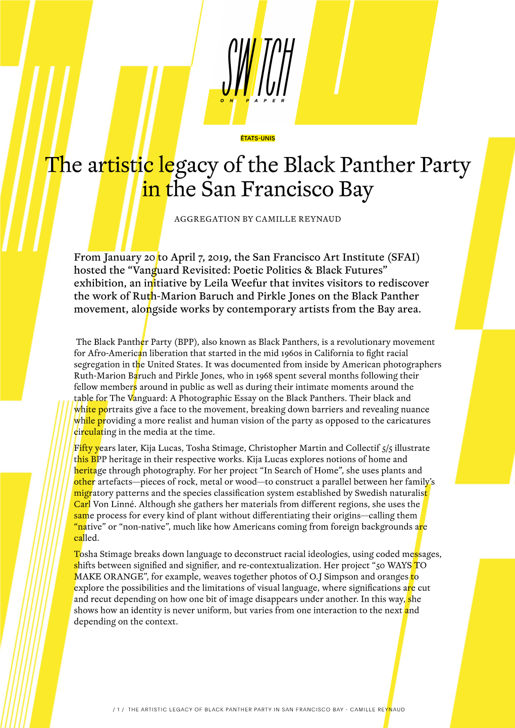 The Artistic Legacy of the Black Panther Party in the San Francisco Bay