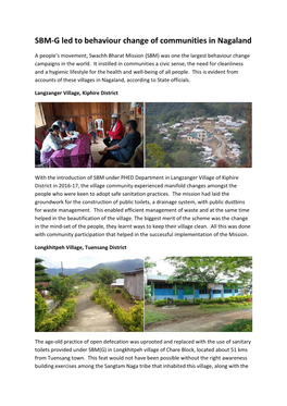 SBM-G Led to Behaviour Change of Communities in Nagaland