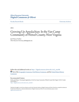 In the Van Camp Community of Wetzel County, West Virginia Jack Wayne Furbee Olivet Nazarene University, Jckfrb@Gmail.Com