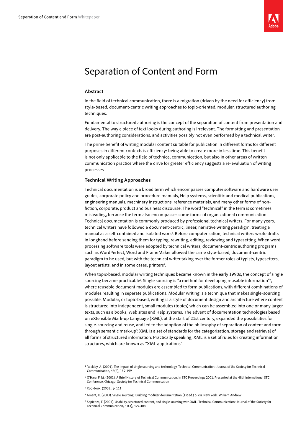 Separation of Content and Form Whitepaper