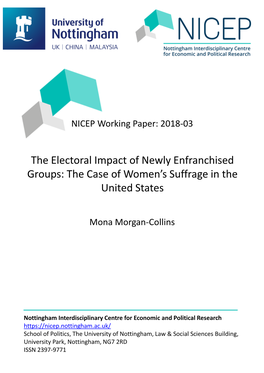 The Electoral Impact of Newly Enfranchised Groups: the Case of Women's Suffrage in the United States