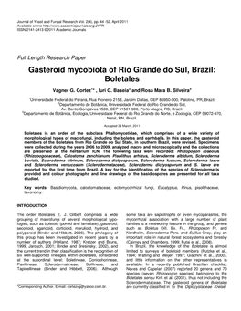 Gasteroid Mycobiota of Rio Grande Do Sul, Brazil: Boletales