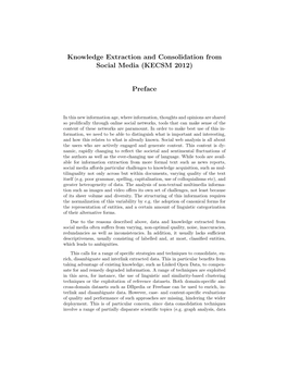 Knowledge Extraction and Consolidation from Social Media (KECSM 2012)