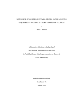 Methionine Sulfoxide Reductases: Studies on the Reducing