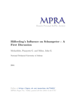 Hilferding's Influence on Schumpeter