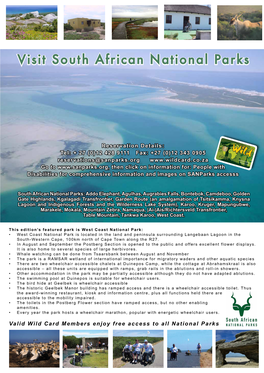 Accessibily Features Overview for West Coast National Park