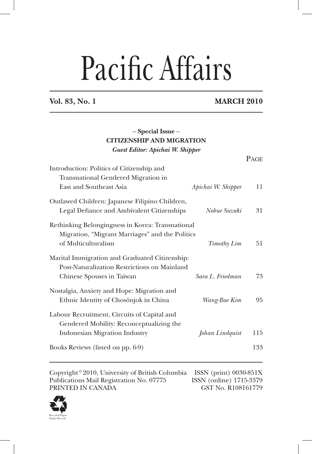 Pacific Affairs