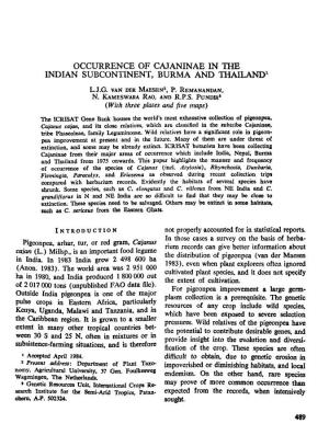 Occurrence of Cajaninae in the Indian Subcontinent, Burma and Thailand1