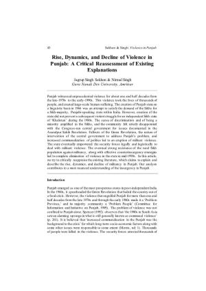 Rise, Dynamics, and Decline of Violence in Punjab: a Critical Reassessment of Existing Explanations