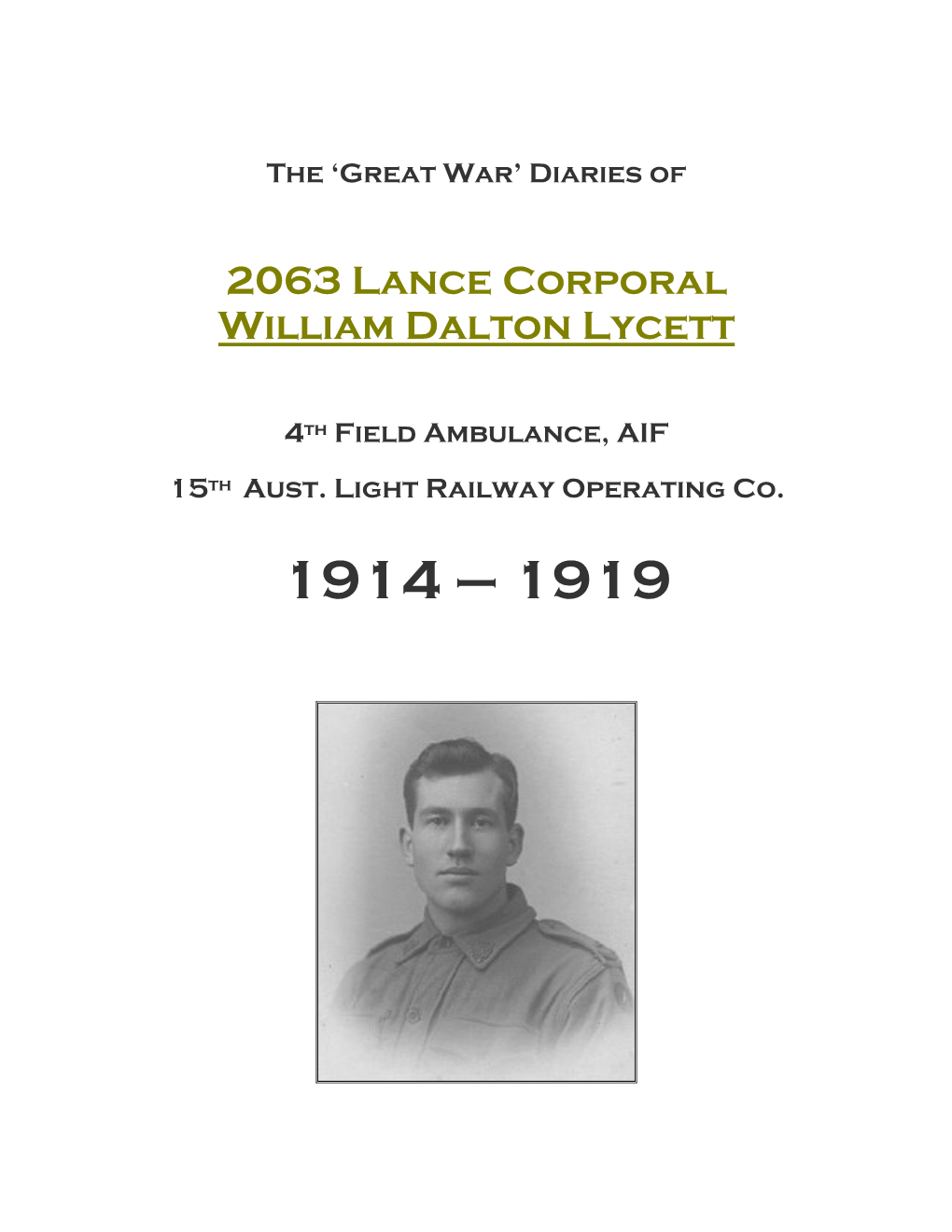 2063 Lance Corporal William Dalton Lycett