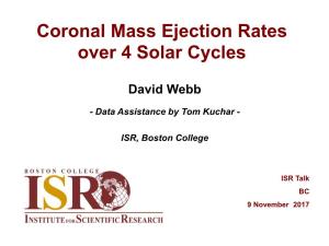 Coronal Mass Ejection Rates Over 4 Solar Cycles
