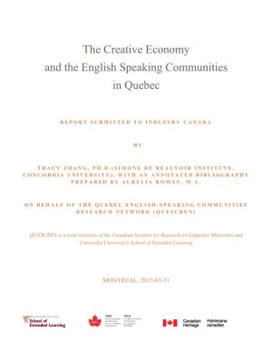 The Creative Economy and the English Speaking Communities in Quebec