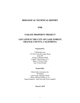 Biological Technical Report For
