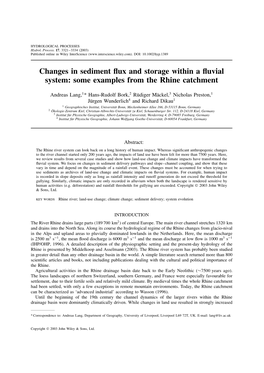 Changes in Sediment Flux and Storage Within a Fluvial System: Some
