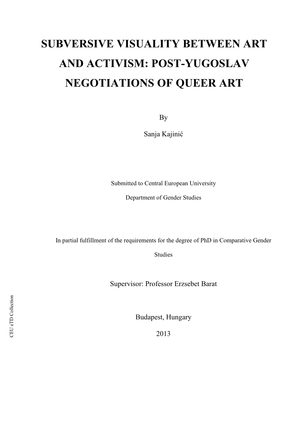 Post-Yugoslav Negotiations of Queer