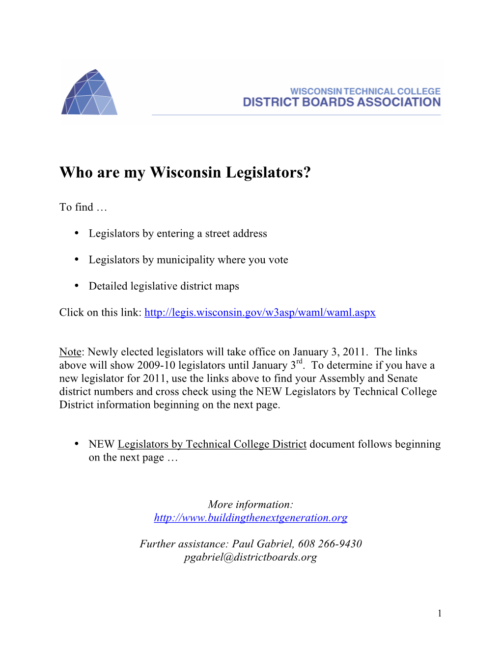 Who Are My Wisconsin Legislators?