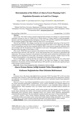 Determination of the Effects of Alucra Forest Planning Unit's Population Dynamics on Land Use Changes