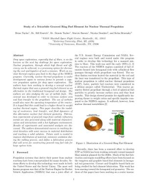Study of a Tricarbide Grooved Ring Fuel Element for Nuclear Thermal Propulsion