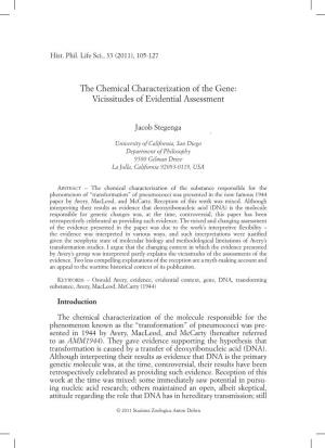 The Chemical Characterization of the Gene: Vicissitudes of Evidential Assessment