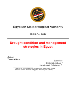 Drought Condition and Management Strategies in Egypt