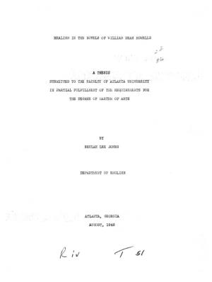 Realism in the Novels of William Dem Howells a Thesis