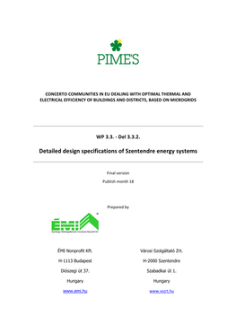 Detailed Design Specifications of Szentendre Energy Systems