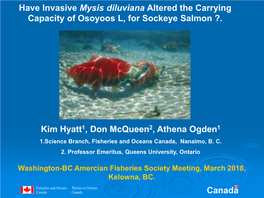 Hyatt, Kim – Have Invasive Mysids Mysis Diluviana Altered the Capacity