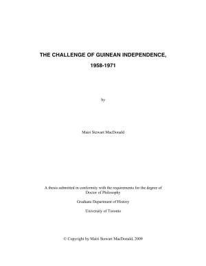 The Challenge of Guinean Independence, 1958-1971