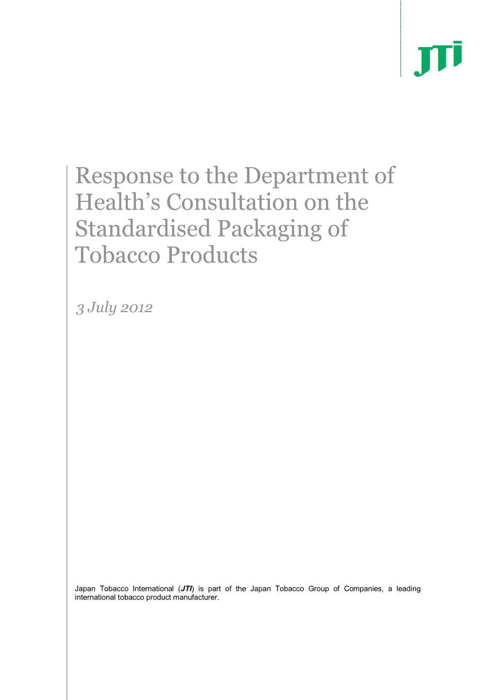 Response to the Department of Health's Consultation on The