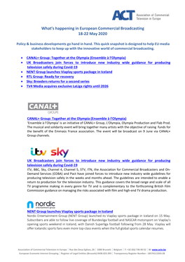 What's Happening in European Commercial Broadcasting 18-22