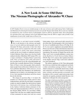 The Nisenan Photographs of Alexander W. Chase Cultures Occasional Papers 1.] Provo: Brigham Young Seaman, N