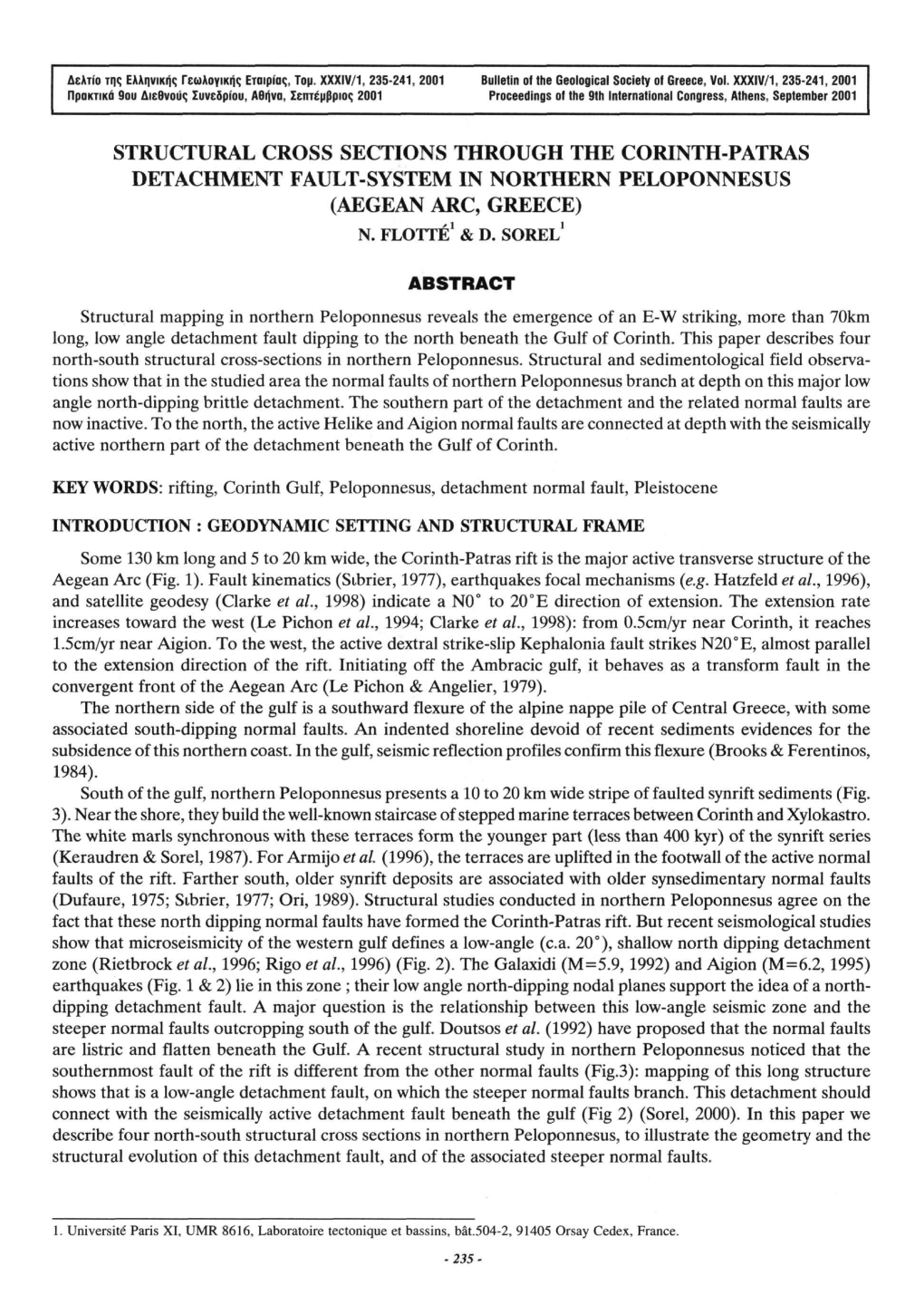 Structural Cross Sections Through the Corinth-Patras Detachment Fault-System in Northern Peloponnesus (Aegean Arc, Greece) N