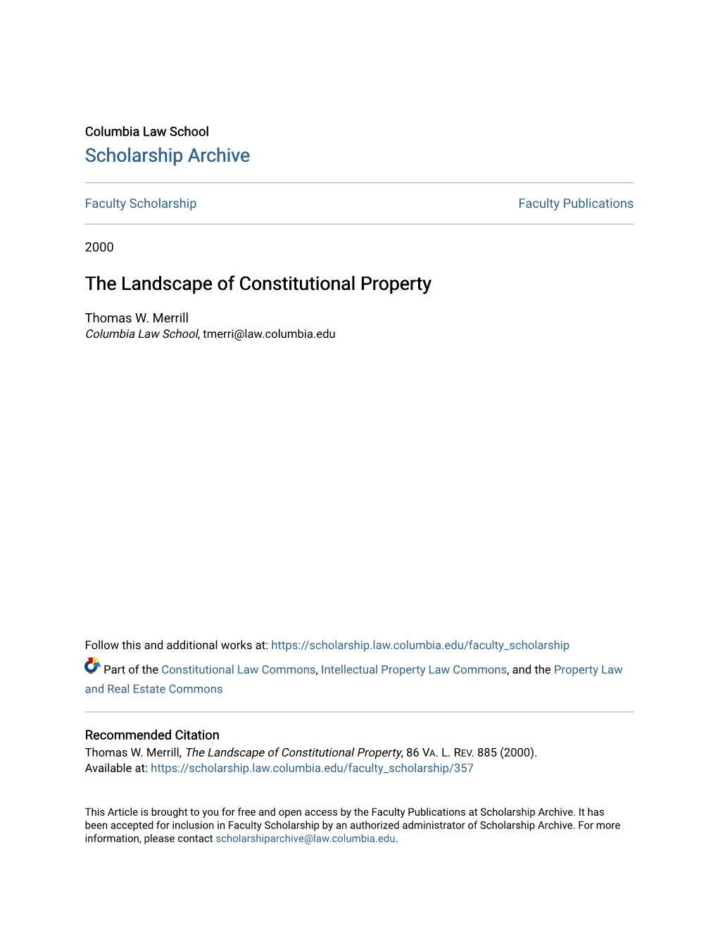 The Landscape of Constitutional Property