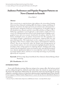 Audience Preferences and Popular Program Patterns on News Channels in Karachi