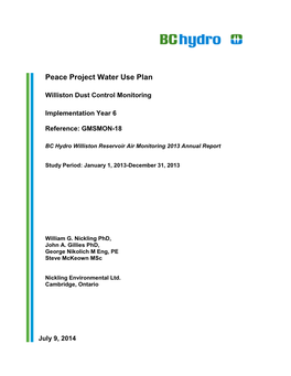 Williston Dust Control Monitoring | Year 6 | July 2014
