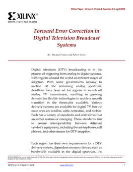 WP270, Forward Error Correction in Digital Television Broadcast