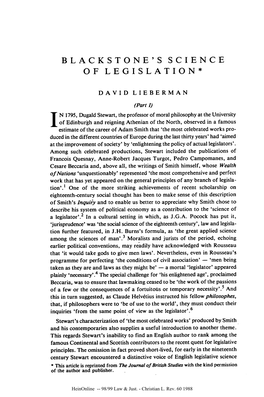Blackstone's Science of Legislation*