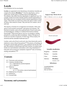 Leech Scientific Classification Kingdom