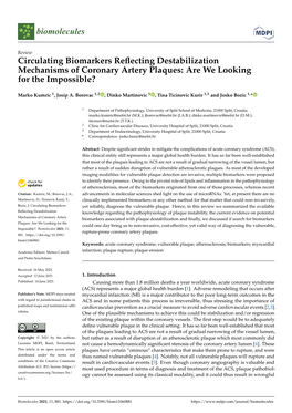 Circulating Biomarkers Reflecting Destabilization Mechanisms Of