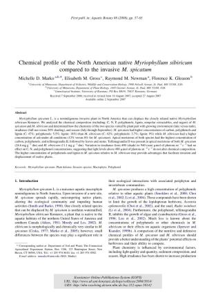 Chemical Profile of the North American Native Myriophyllum