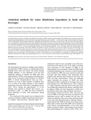 Analytical Methods for Water Disinfection Byproducts in Foods and Beverages